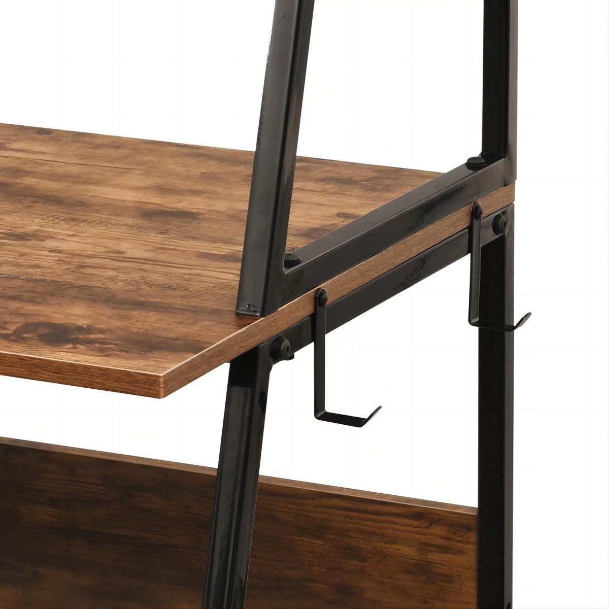 Brown Computer Desk with Hutch and Storage Shelves Q677