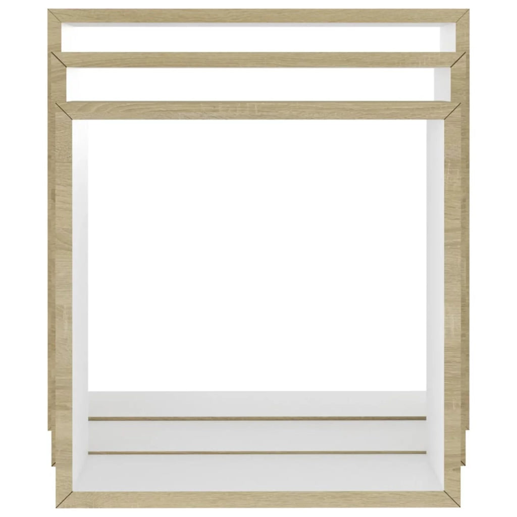 Set of 3 MDF Wall Mounted Floating Shelves White Sonoma Oak U85344