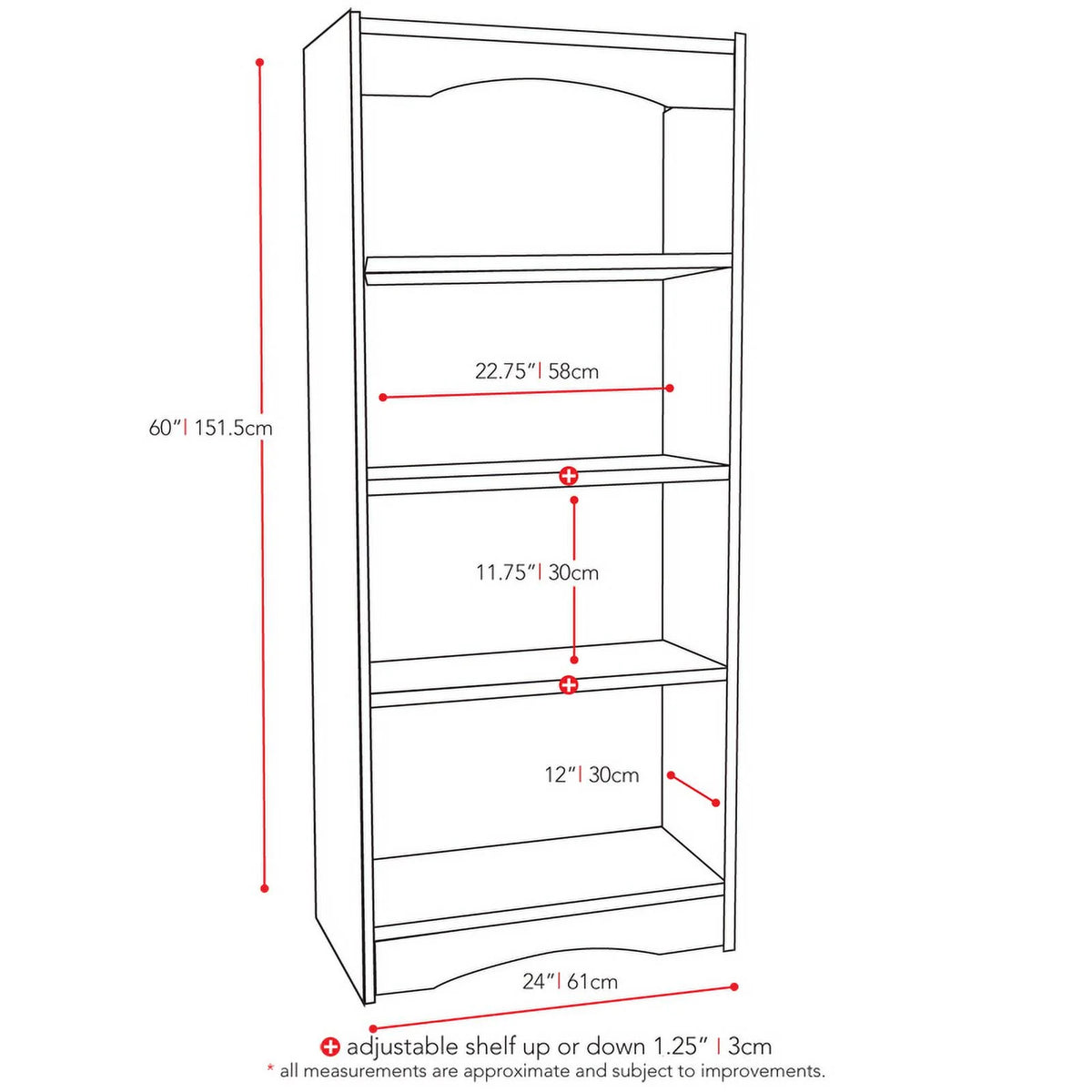Black 60" Tall Bookcase A659218
