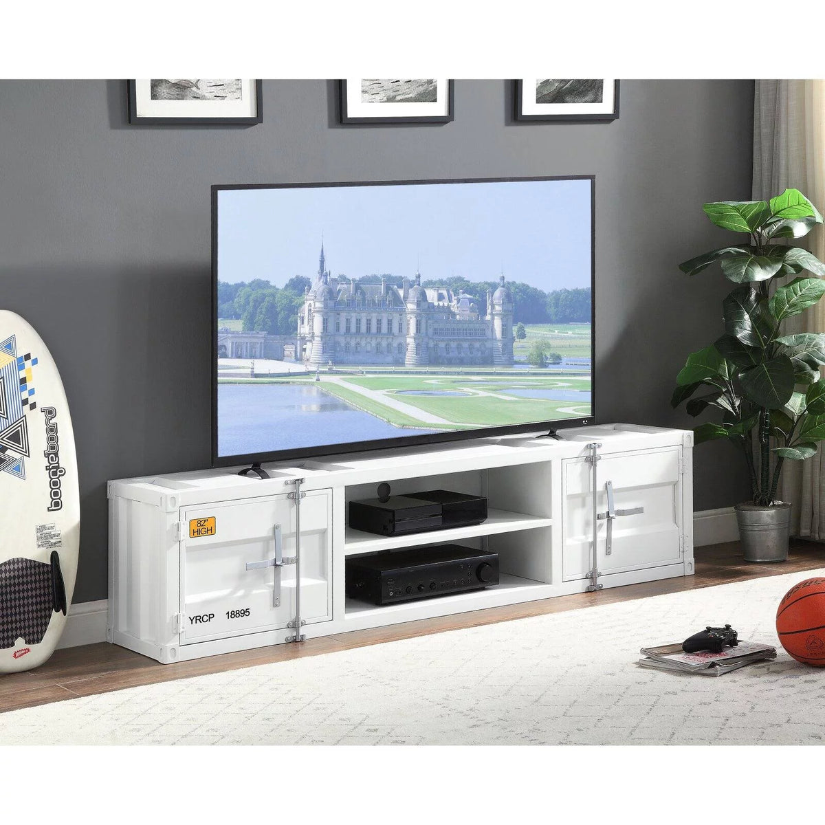 2-Door Metal Frame TV Stand with Shelves K5980