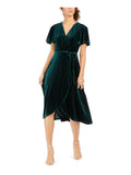 Green Short Sleeve Below The Knee Sheath Dress N970