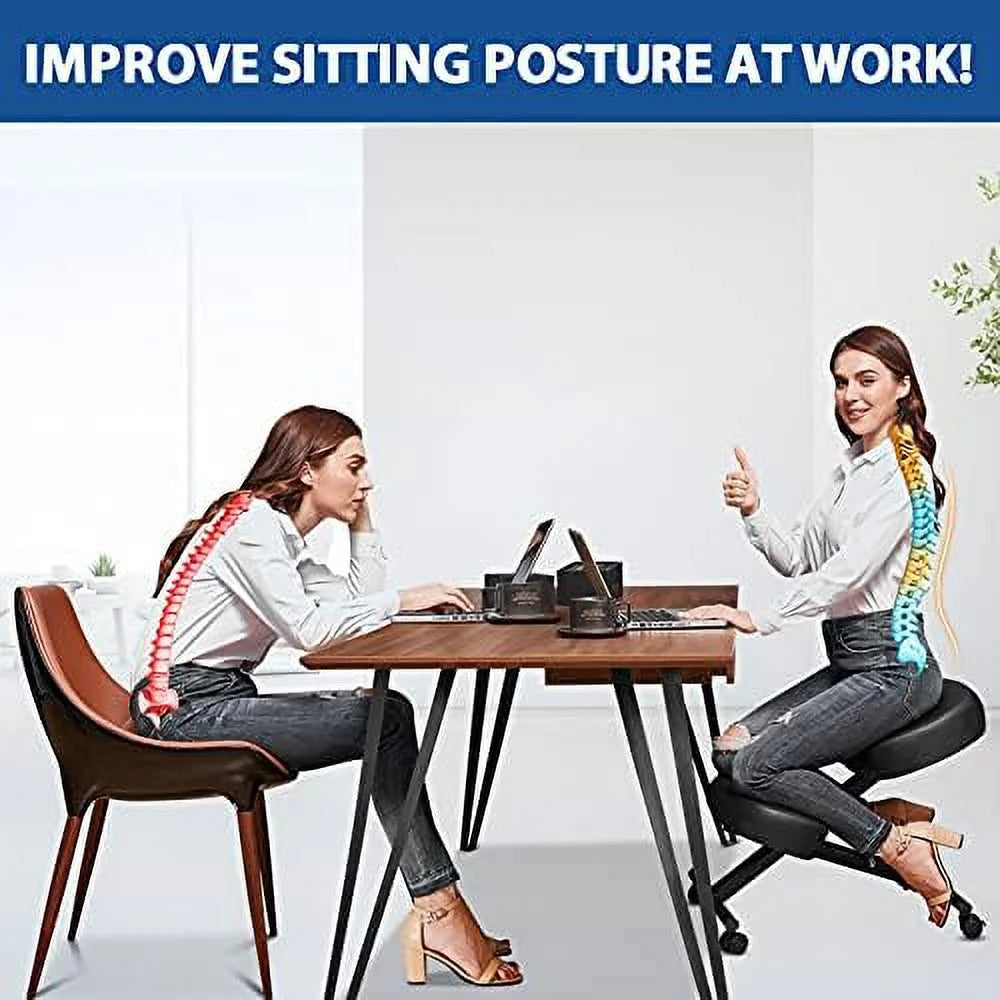 Height Adjustable Kneeling Chair with Foam Cushions and Casters P64177