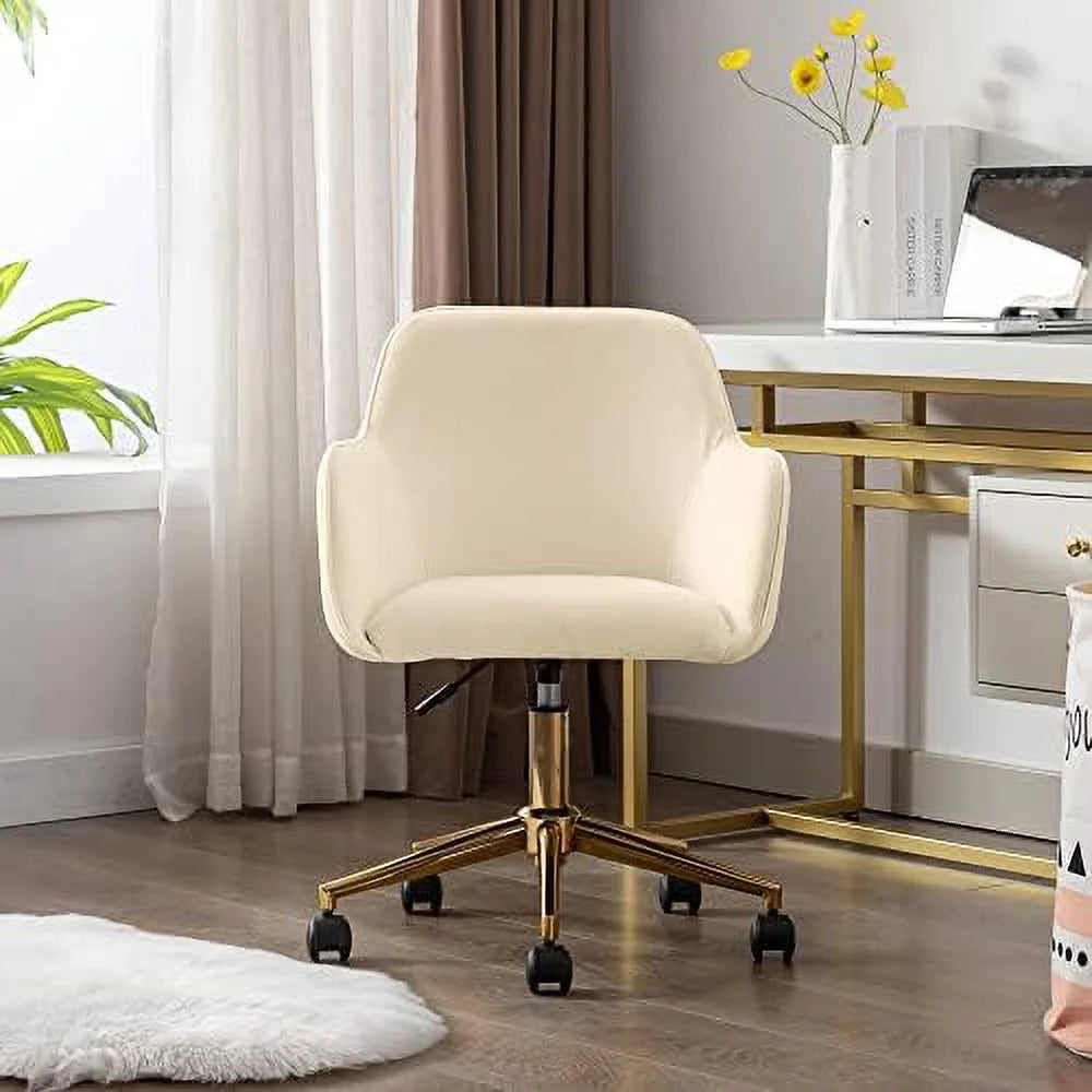 Velvet Desk Chair with Woven Backrest and Gold Base B748756