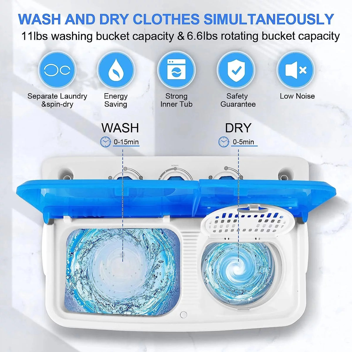 Portable 17.6lbs Twin Tub Washing Machine Y65721