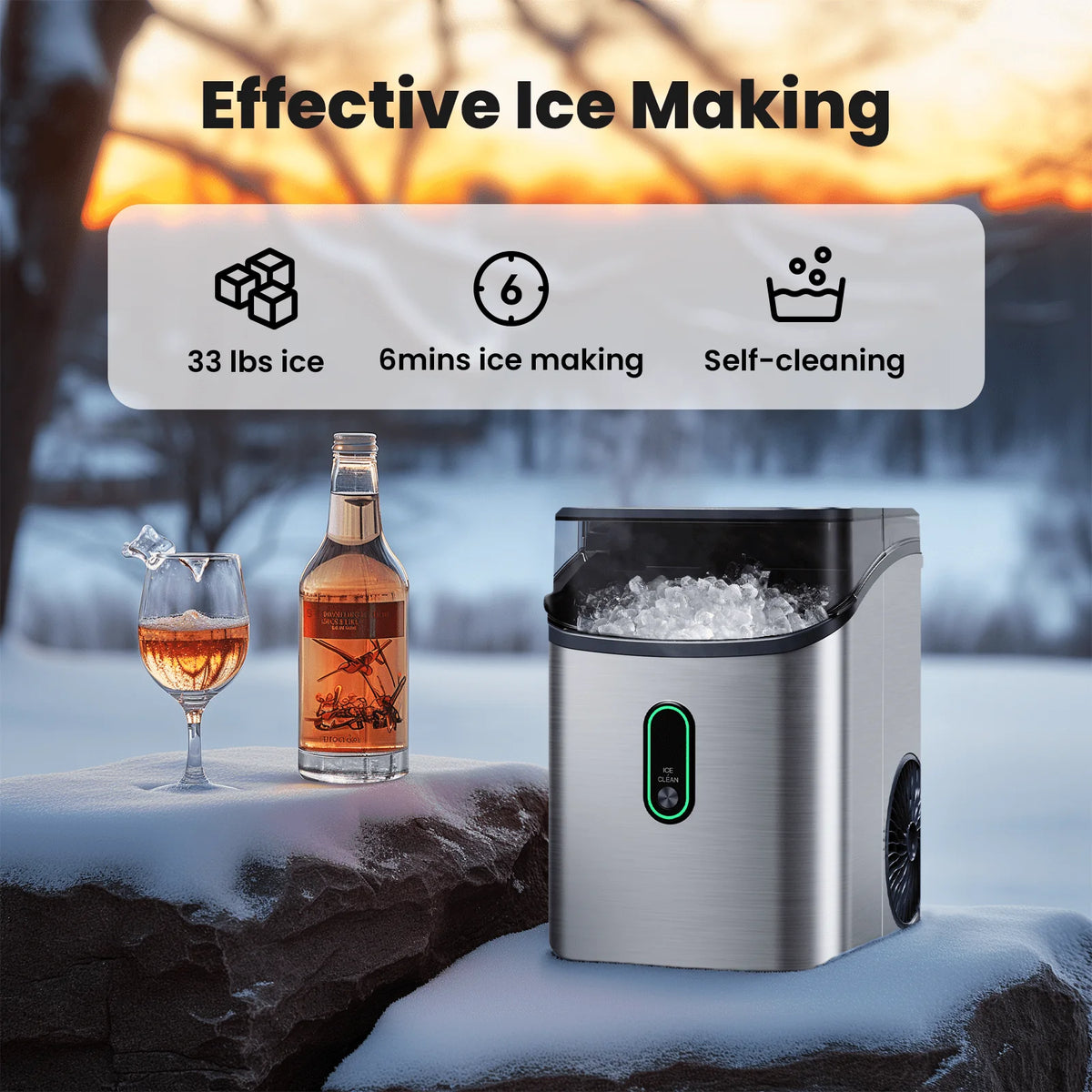 Countertop Ice Maker with Ice Scoop Stainless Steel Z4286