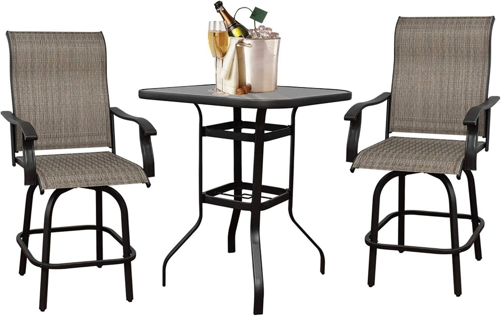 Swivel Bar Stools Set with All-Weather Metal Frame M85369