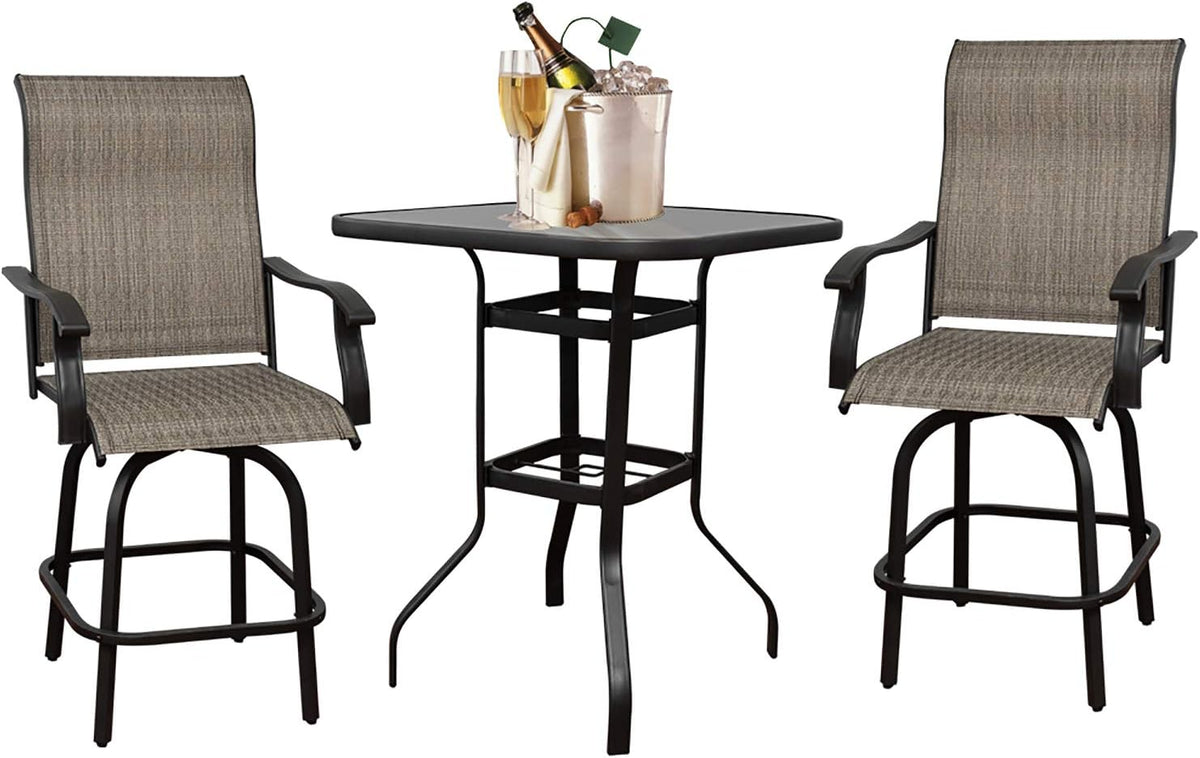 Swivel Bar Stools Set with All-Weather Metal Frame M85369