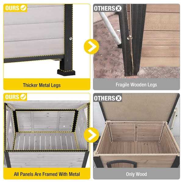 Outdoor Dog House with Porch Iron Frame B678