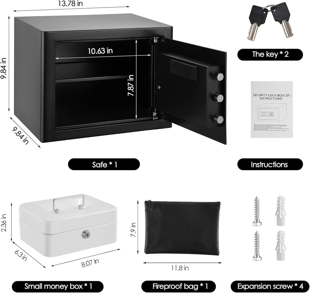 Fireproof Waterproof Safe Box with Lock and Fireproof Bag J5141