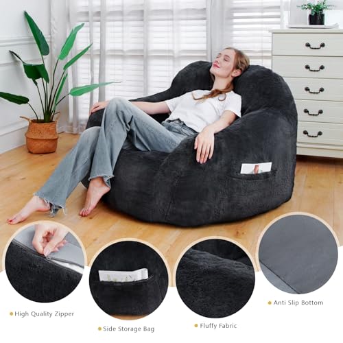 Oversized Beige Memory Foam Bean Bag Chair K477