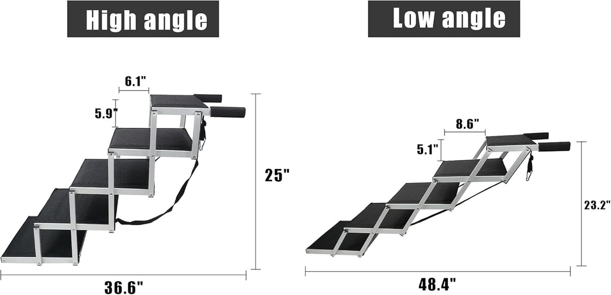 Lightweight Aluminum Foldable Dog Steps with Nonslip Surface D508739