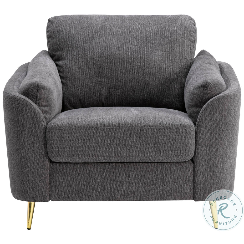 Dark Gray Polyester Accent Chair with Gold Metal Legs Y251179