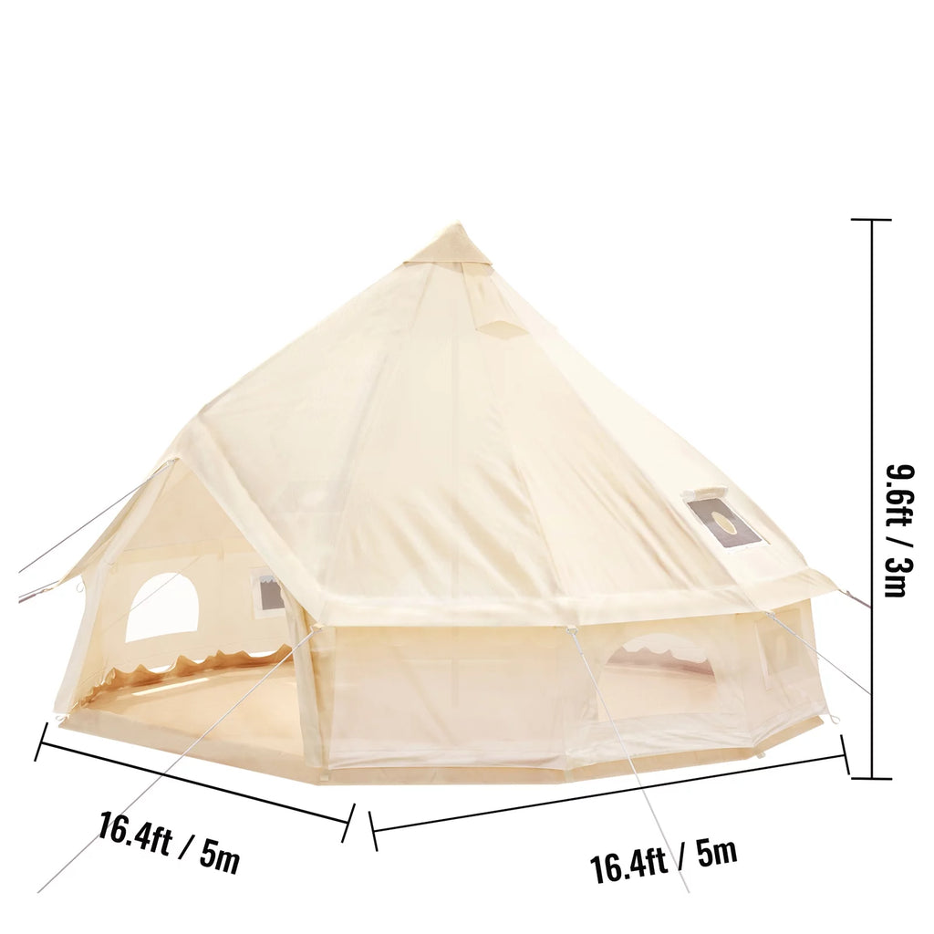 4-Season 8-10 People Waterproof Cotton Canvas Bell Tent E35508