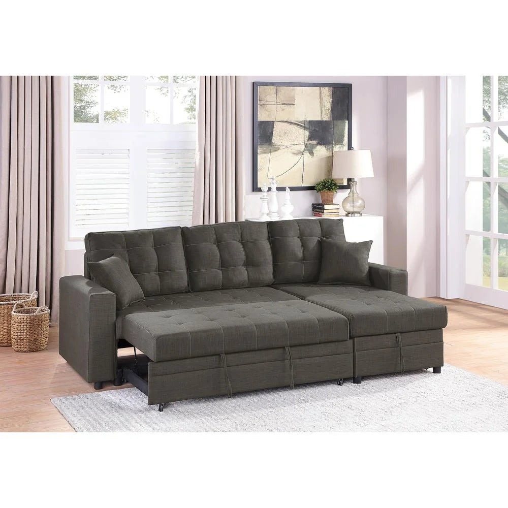 Ash Black Polyfiber Convertible Sectional P6863