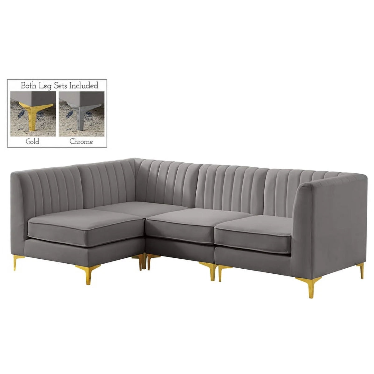 Grey Velvet Modular Sectional B571261