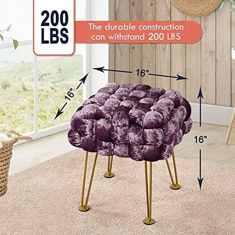 Black Soft Upholstered Ottoman Bench 16"x16"x16" F456