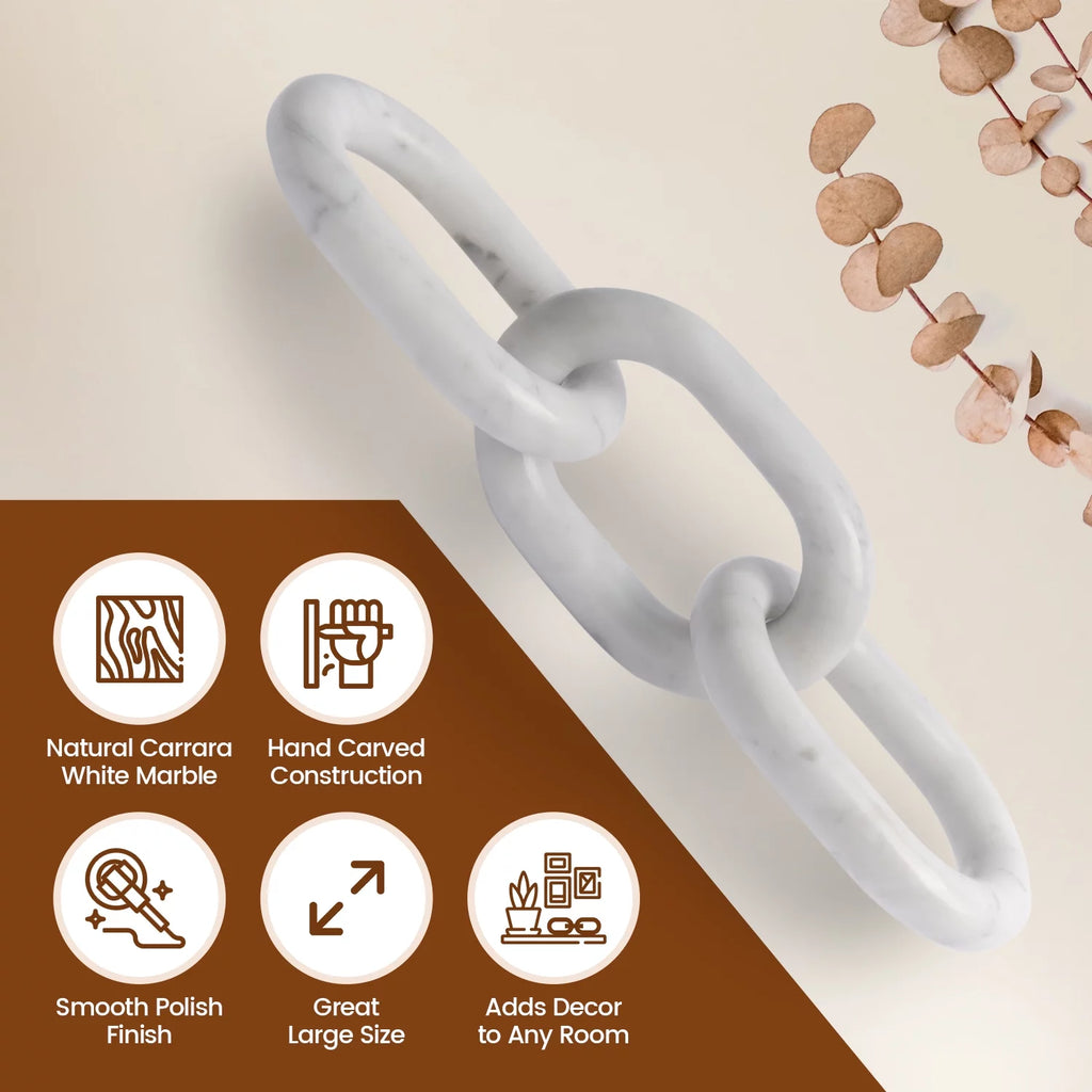 White Marble Chain Link Decor 13.5" Length Z813