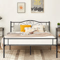 Queen Size Black Metal Platform Bed Frame with Headboard C1084