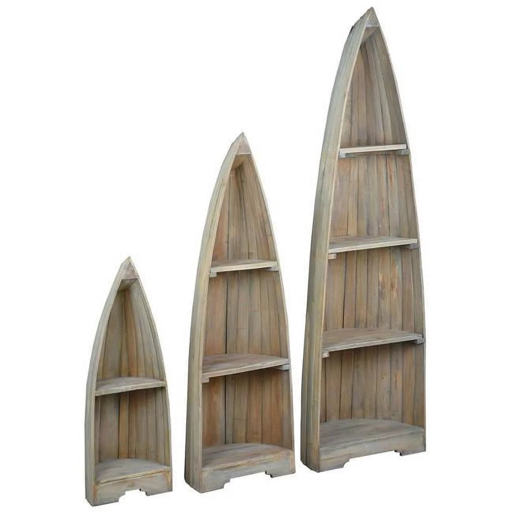 Solid Wood 3 Boat Shaped Freestanding Shelves N43834