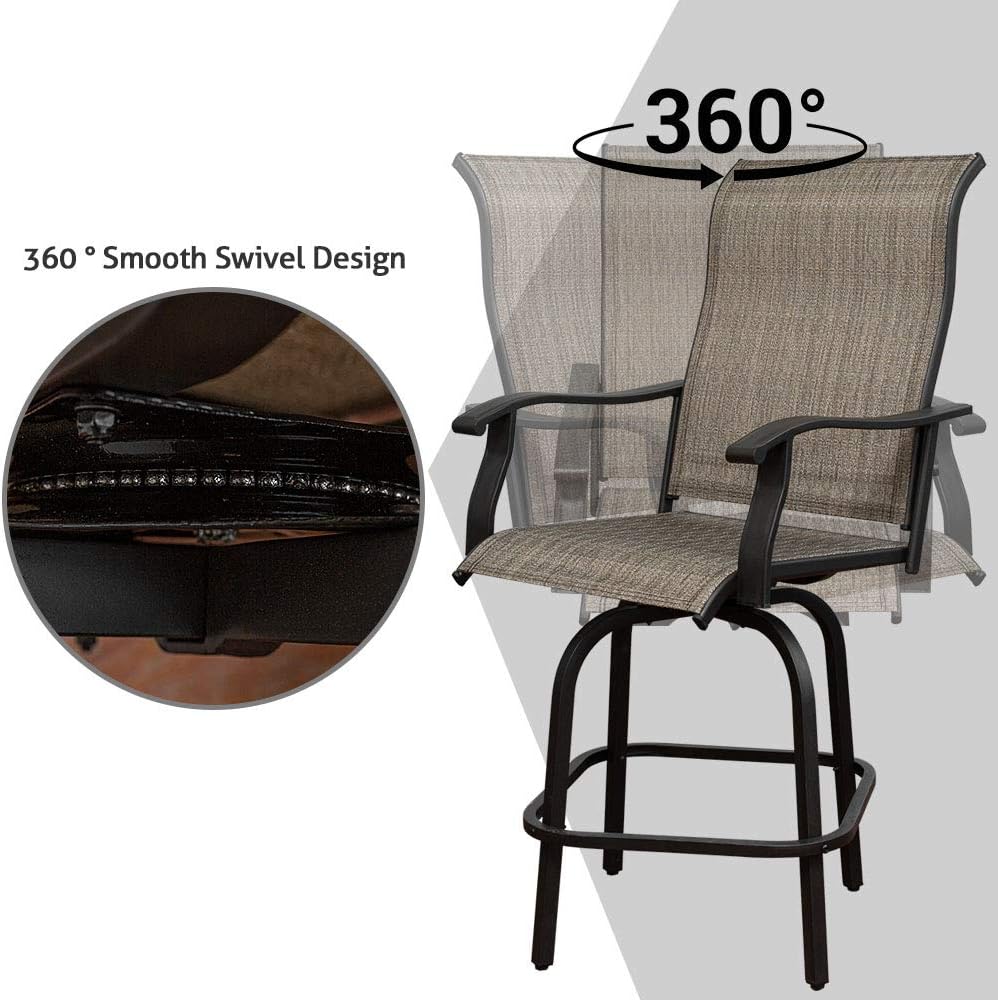 Swivel Bar Stools Set with All-Weather Metal Frame M85369