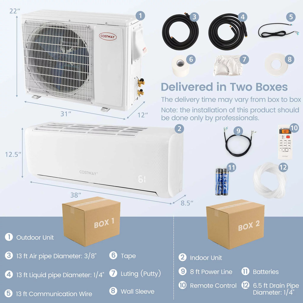 18,000 BTU Mini Split Air Conditioner with Heat Pump R740