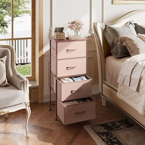 Rustic Brown 4 Drawer Fabric Storage Dresser P134
