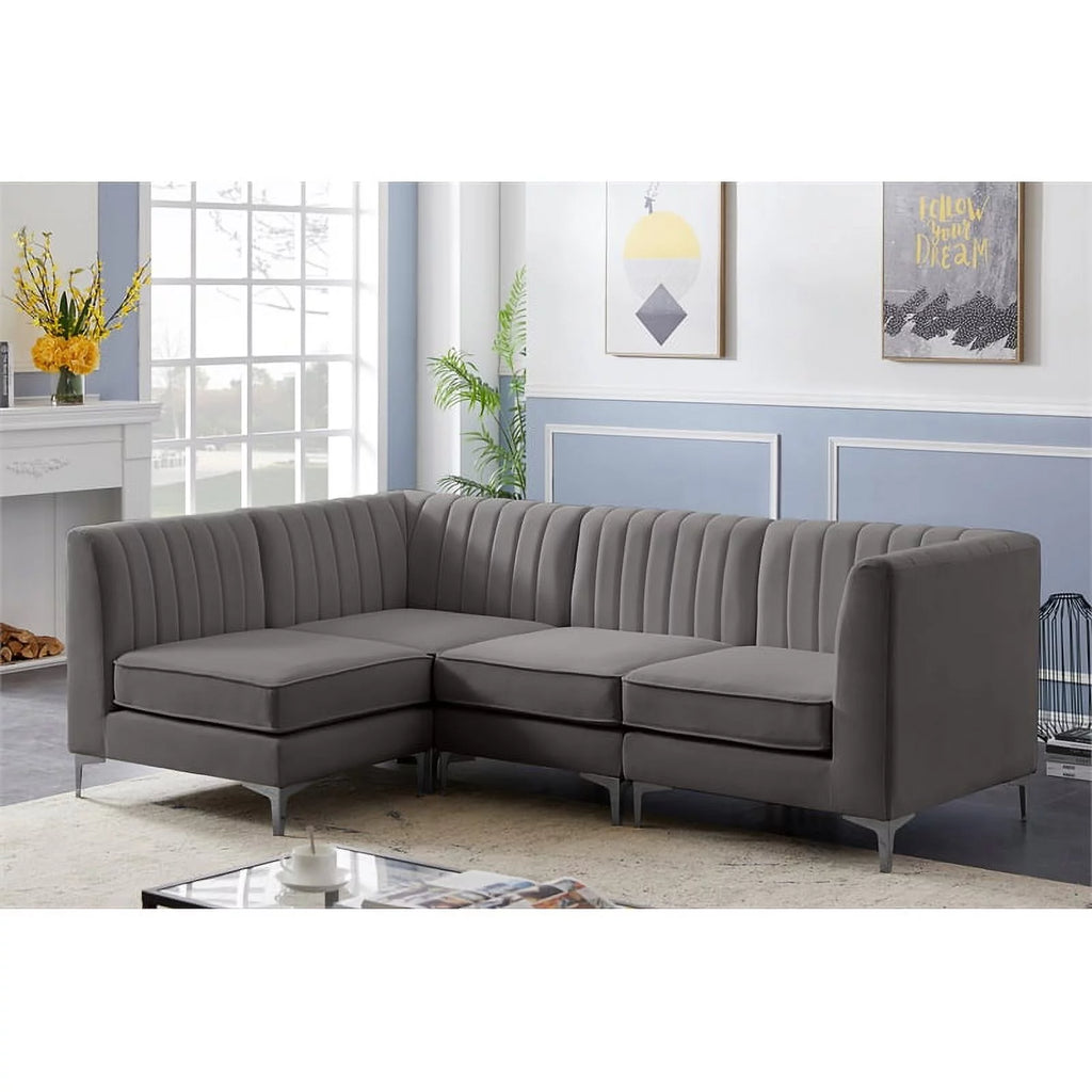 Grey Velvet Modular Sectional B571261