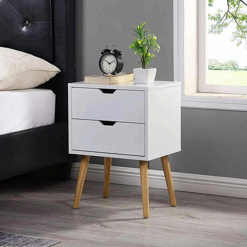 White Storage Drawer Nightstand B271