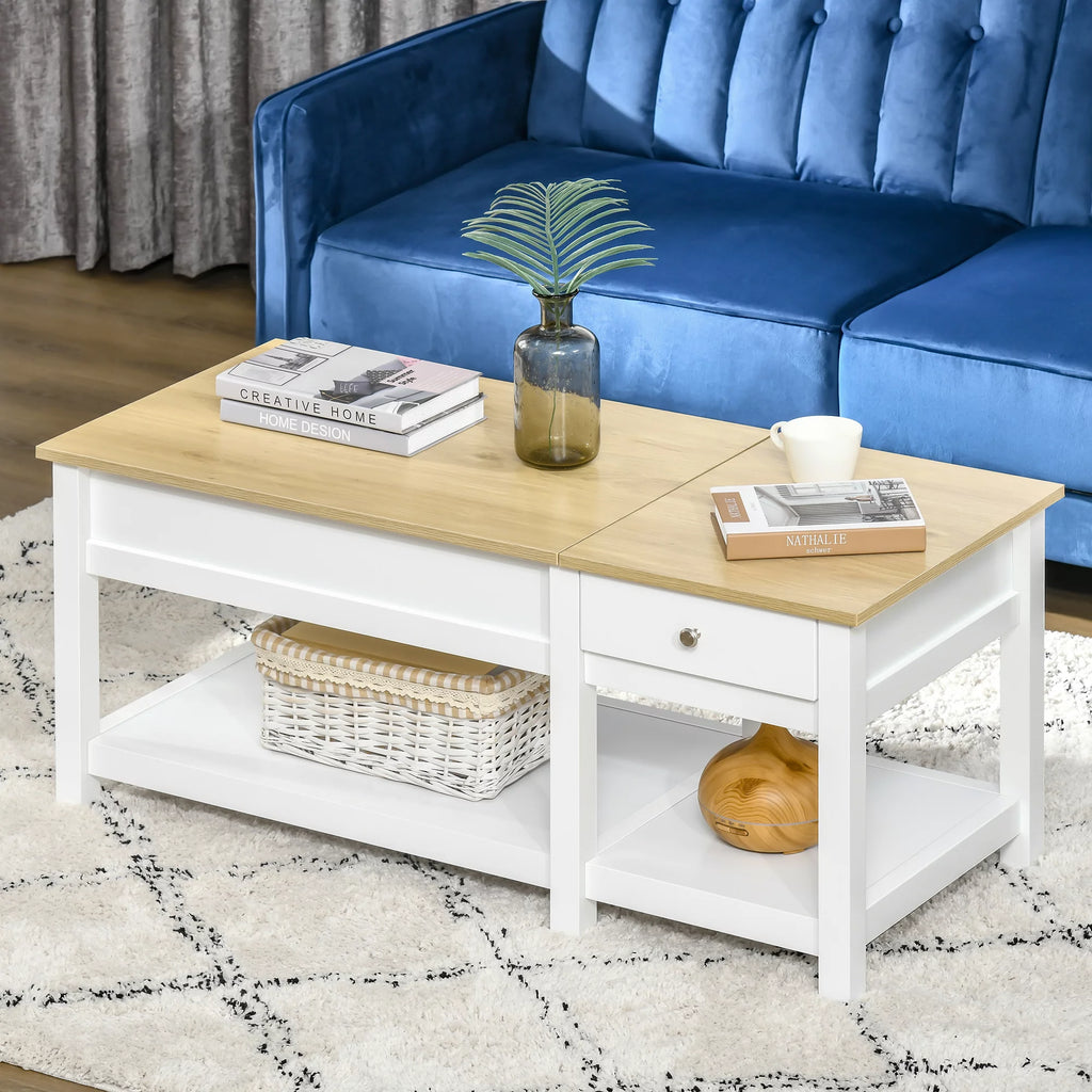 Oak Lift-up Coffee Table with Hidden Storage C457981