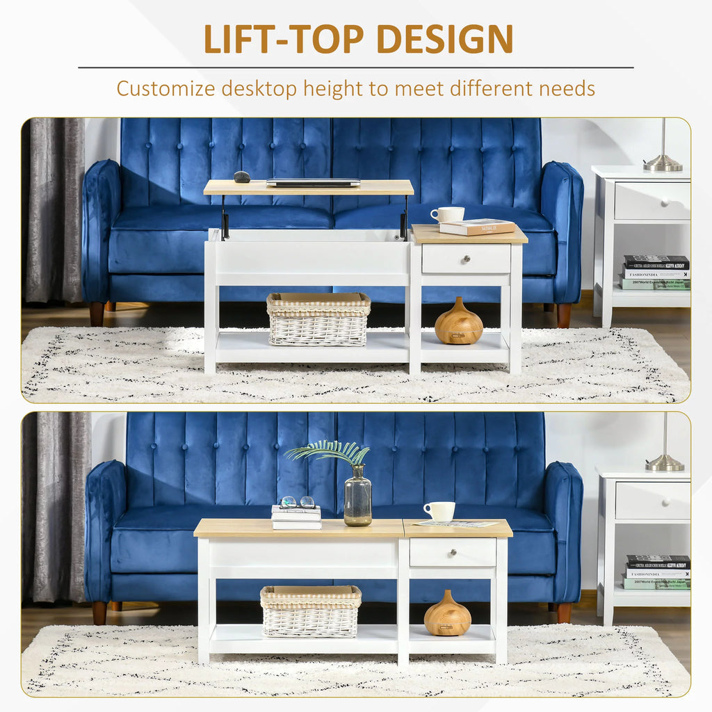 Oak Lift-up Coffee Table with Hidden Storage C457981