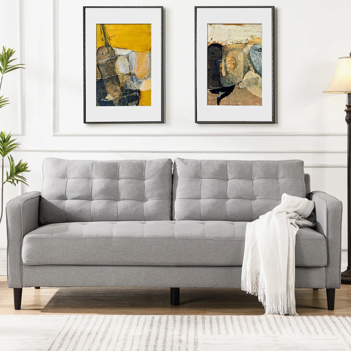 Green Velvet Tufted Upholstered Sofa Y396