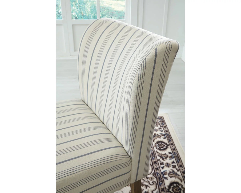 Cream with Blue Pinstripe Armless Accent Chair R62257