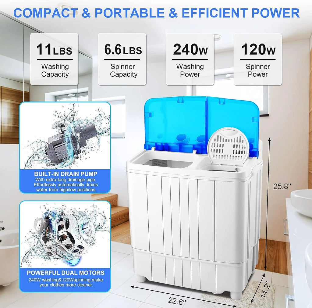 Portable 17.6lbs Twin Tub Washing Machine Y65721
