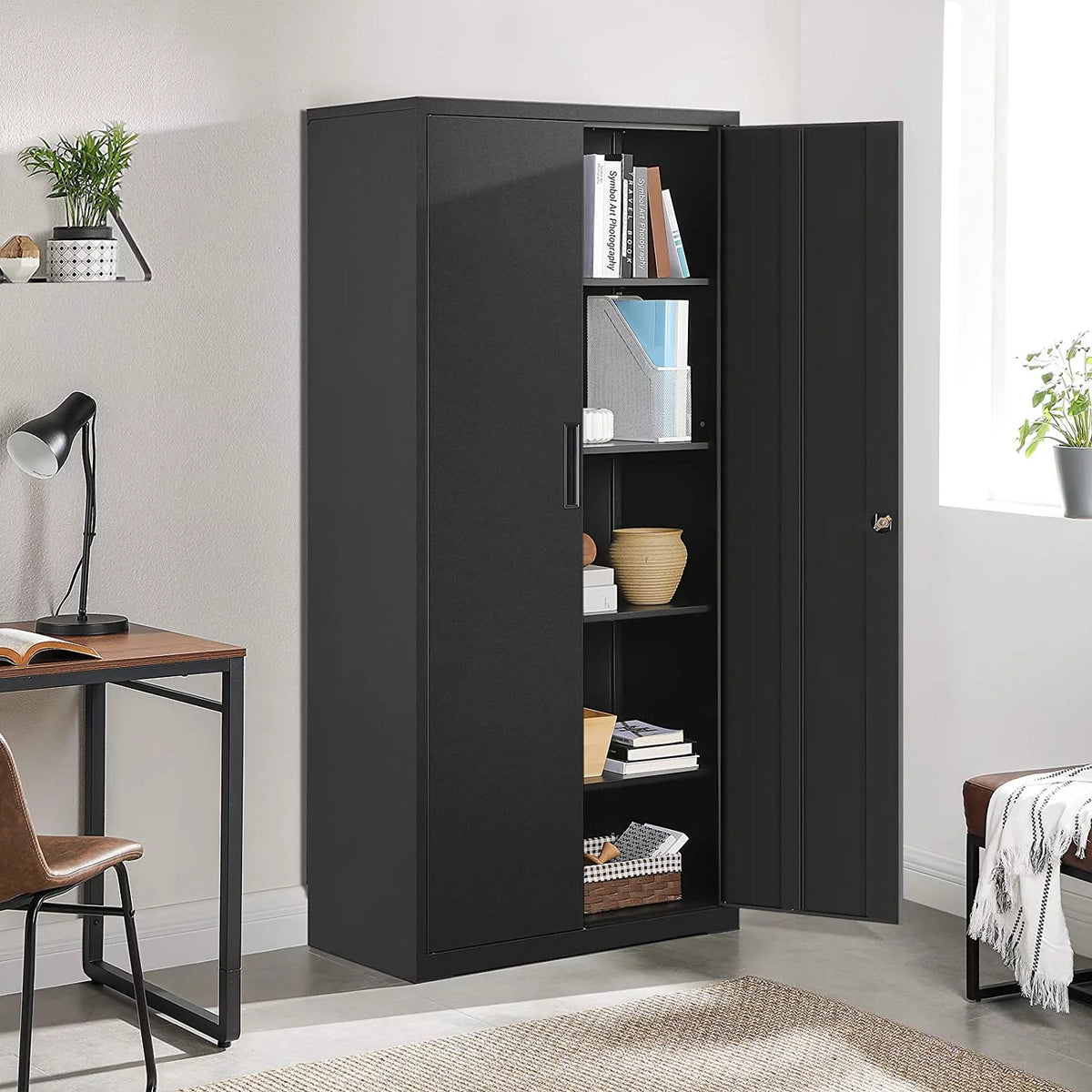 Metal Storage Cabinet with Doors and Shelves M22401