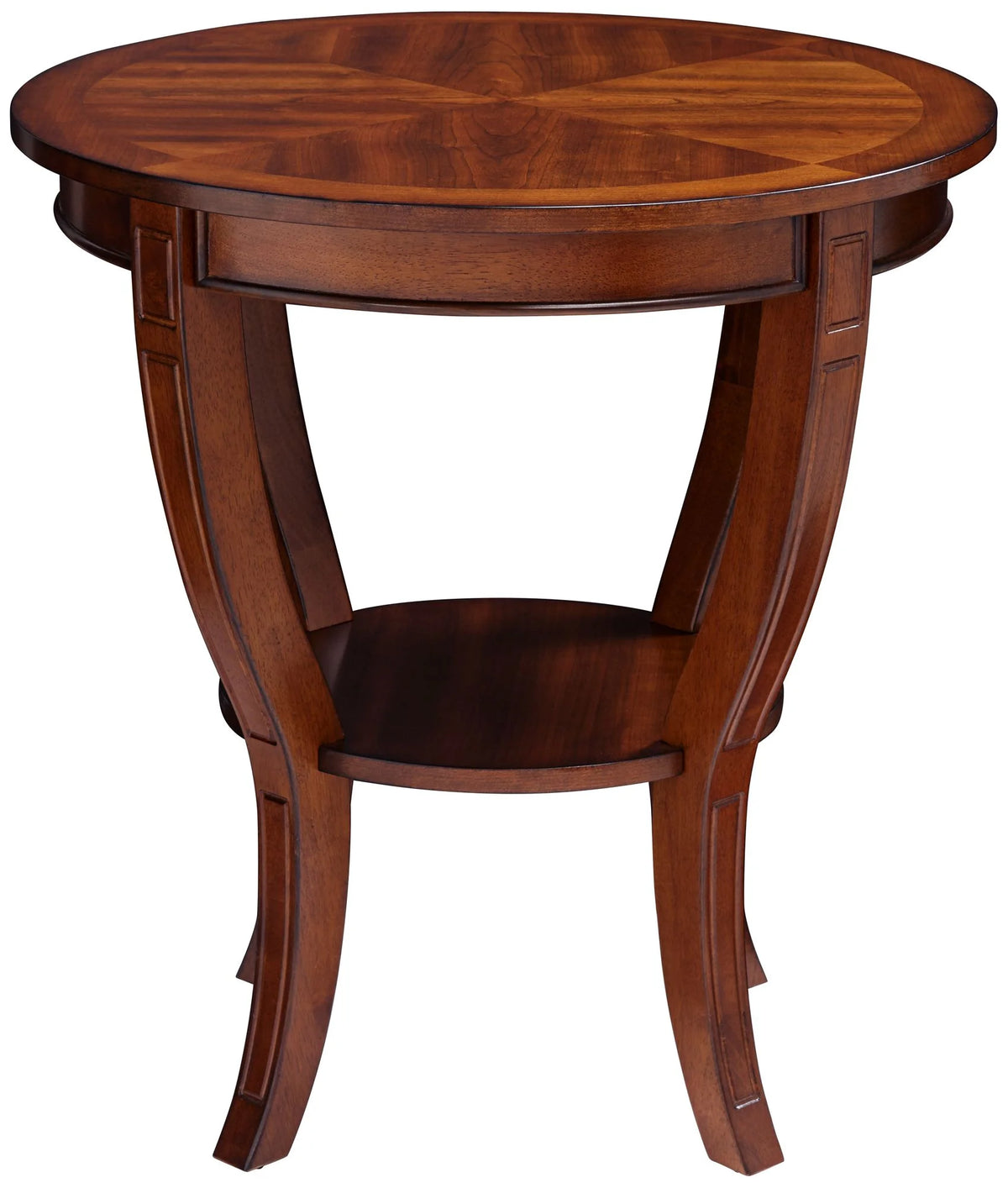 Vintage Cherry Wood Round Side Table with Lower Shelf Z3778