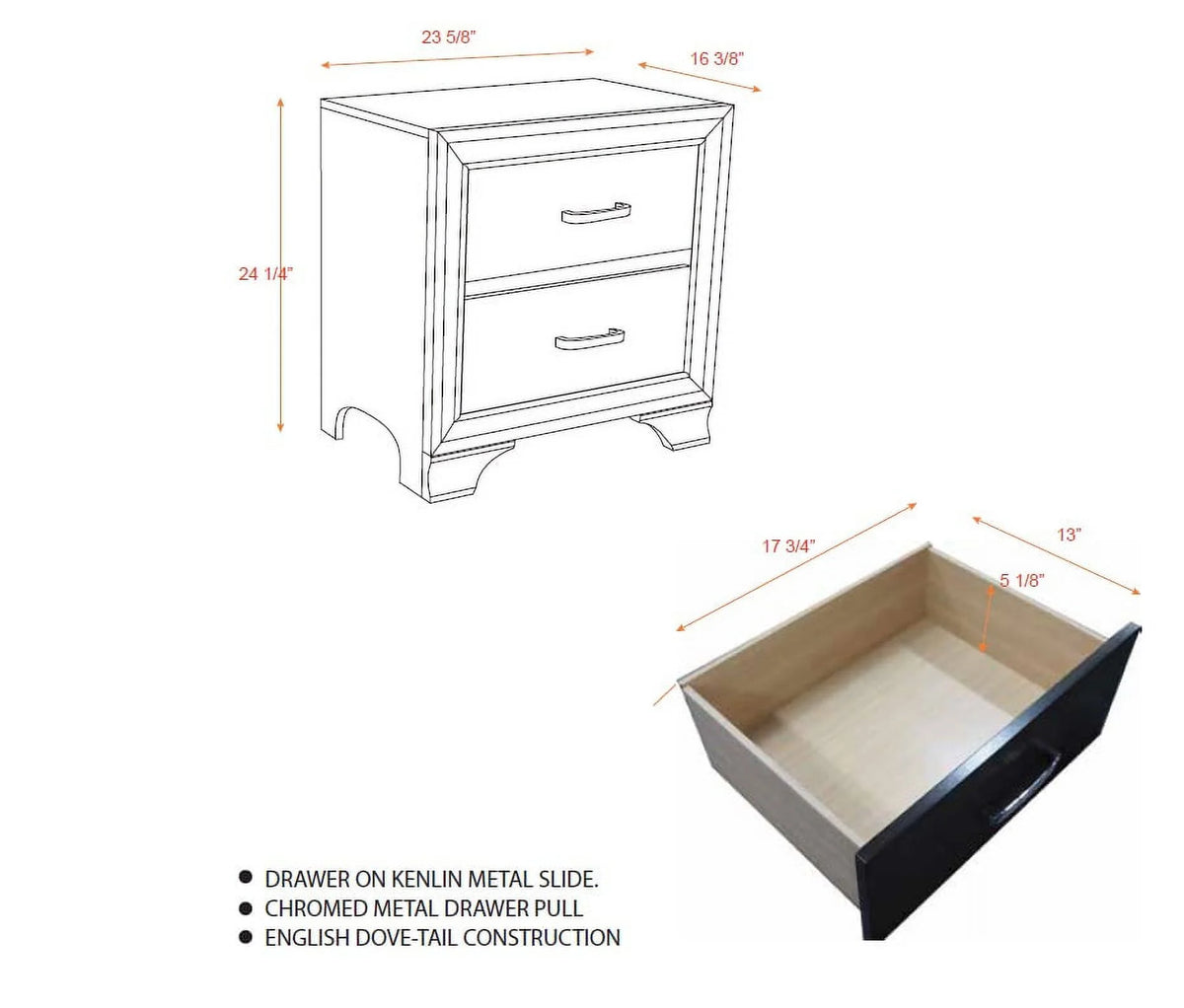 5 Piece Queen Size Gray Wood Bedroom Set T2668