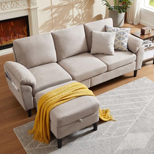 Light Grey Convertible Sectional Sofa J79603