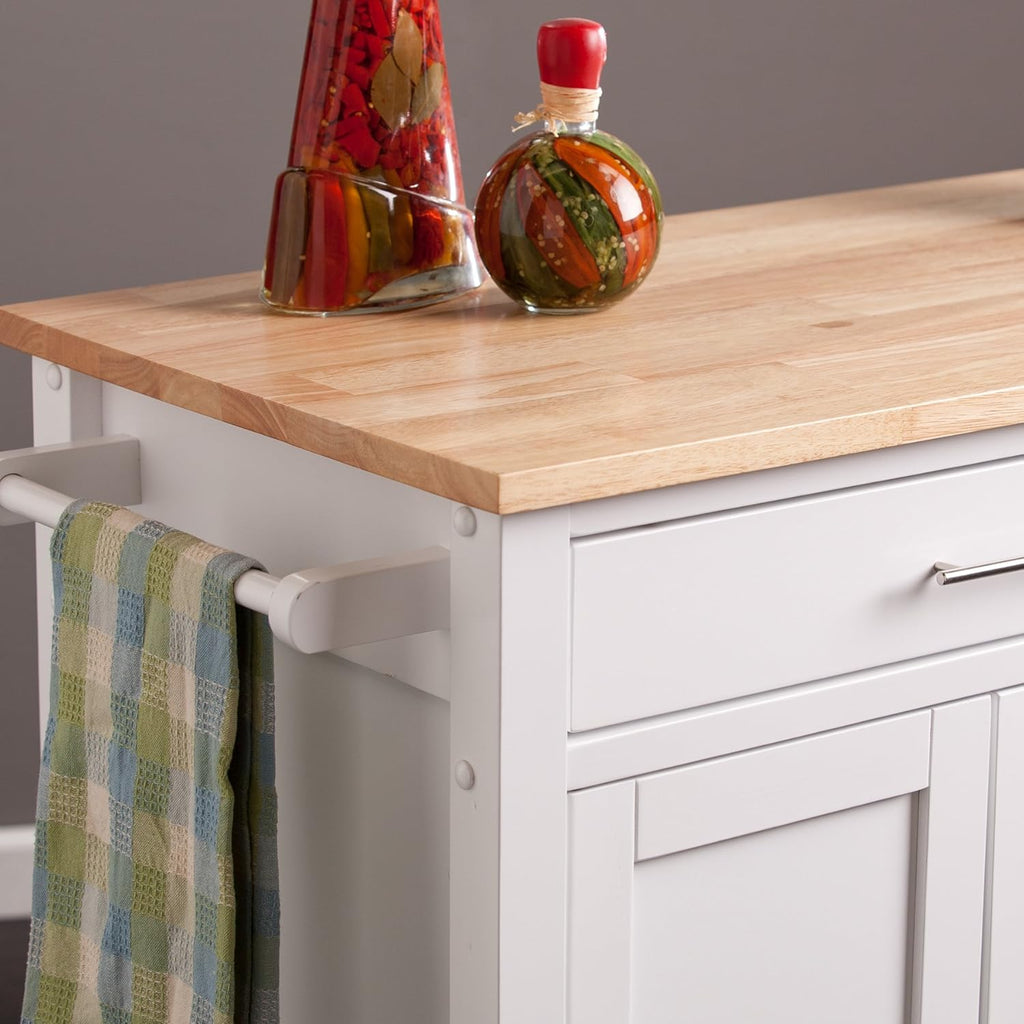 Rolling Kitchen Cart Island with Cabinet D60165
