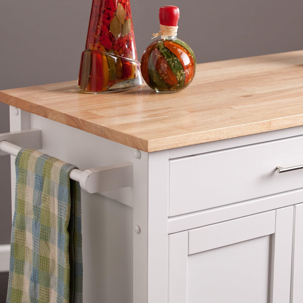 Rolling Kitchen Cart Island with Cabinet D60165