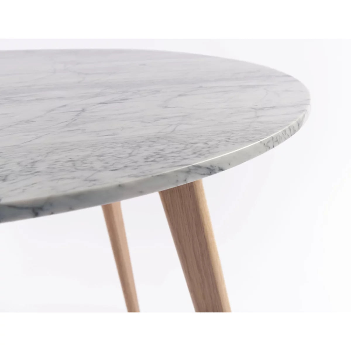 White and Beige Round Marble Dining Table V4680