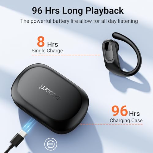 Wireless Earbuds Bluetooth Headphones with Earhooks ENC Mics Black M266