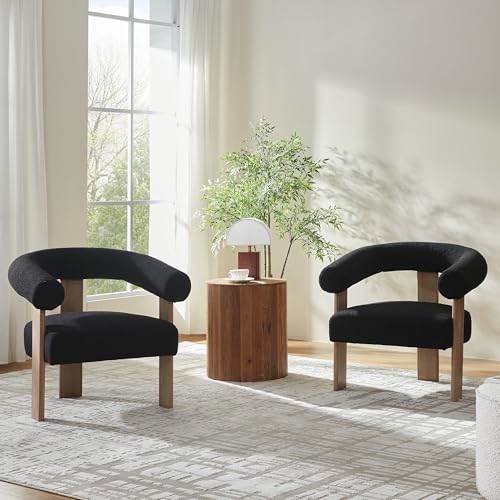 White Upholstered Armchair with Solid Wood Legs K57243