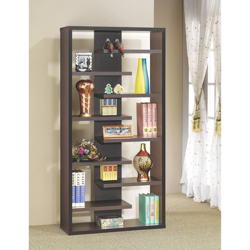 Modern Asymmetrical Weave Design Cappuccino Bookcase C984