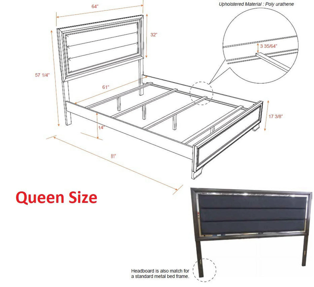 5 Piece Queen Size Gray Wood Bedroom Set T2668
