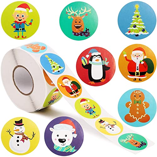 1,000-Piece Self-Adhesive Round Christmas Stickers O7250