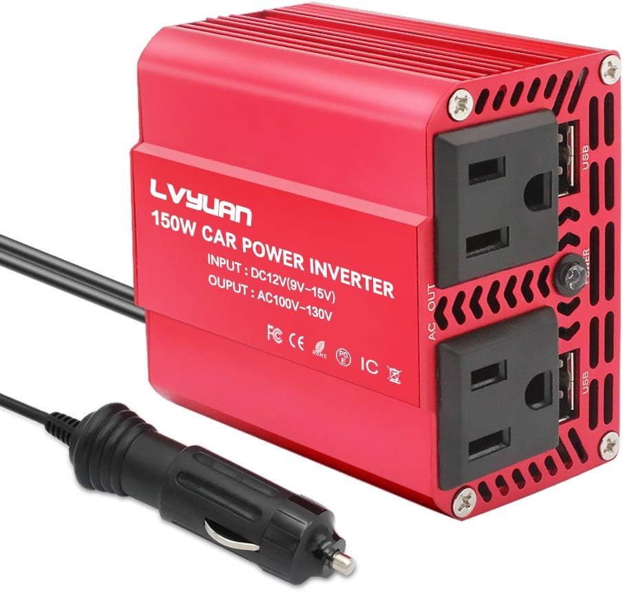 150W Car Power Inverter 12V to 110V AC with Dual USB L10290
