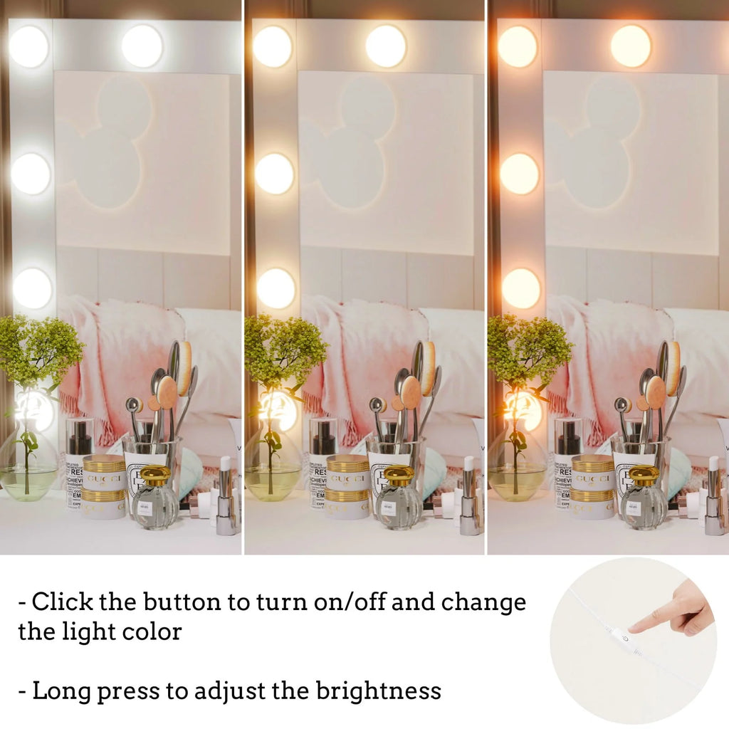 White Makeup Vanity Table with Mirror and 7 Drawer R4166