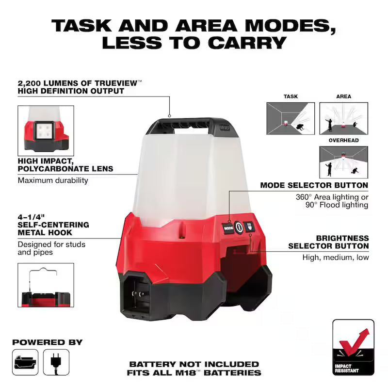 18-Volt Cordless 2200-Lumen LED Compact Site Light with Battery P76030