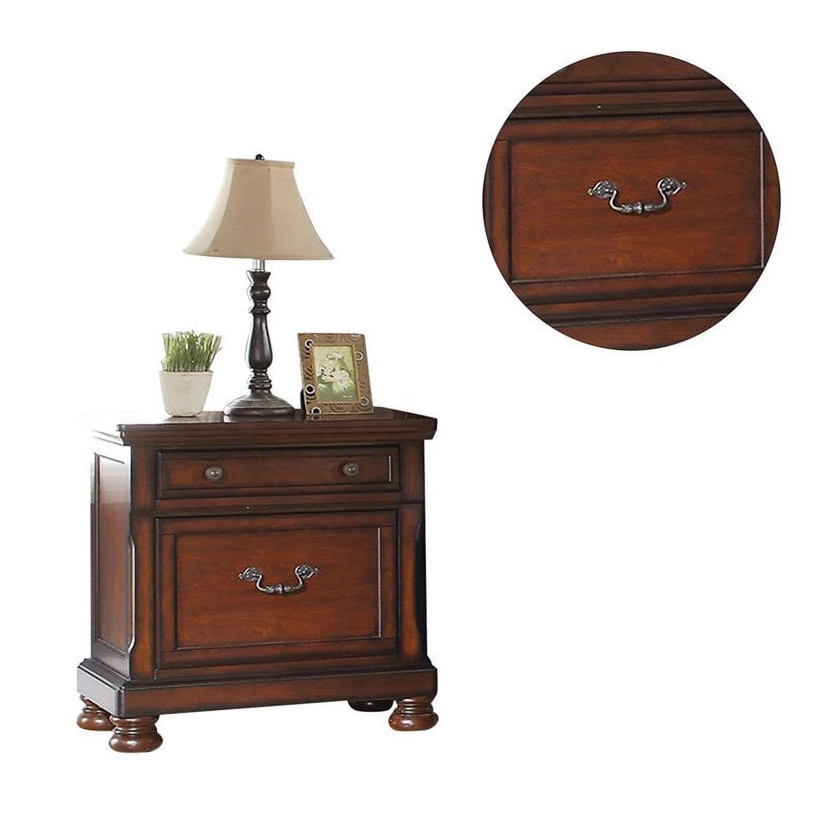 Cherry Finish 1pc Nightstand Bedside Table M248