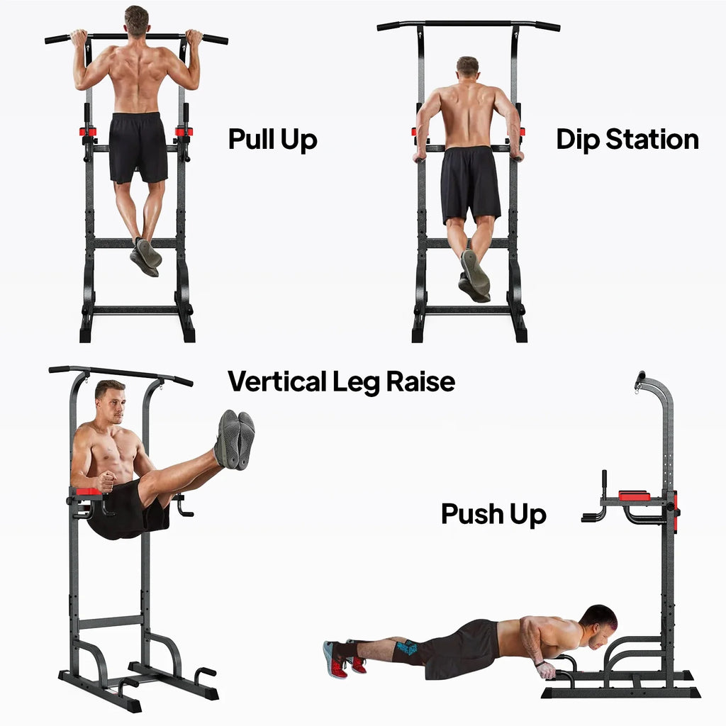 Multifunction Power Tower Dip Station Pull up Bar Power Rack 480lbs N637
